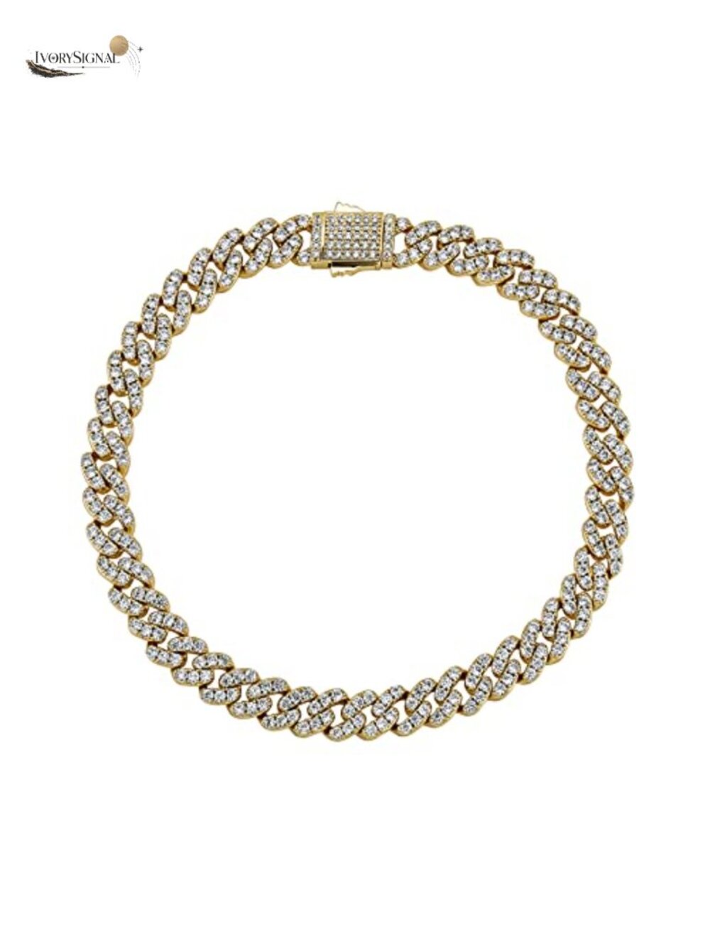 14K Gold Plated Cuban Link Anklet Iced Out Cubic Zirconia Chunky Ankle Bracelet